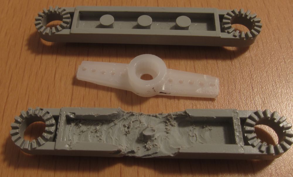 Technic beam after applying the dremel